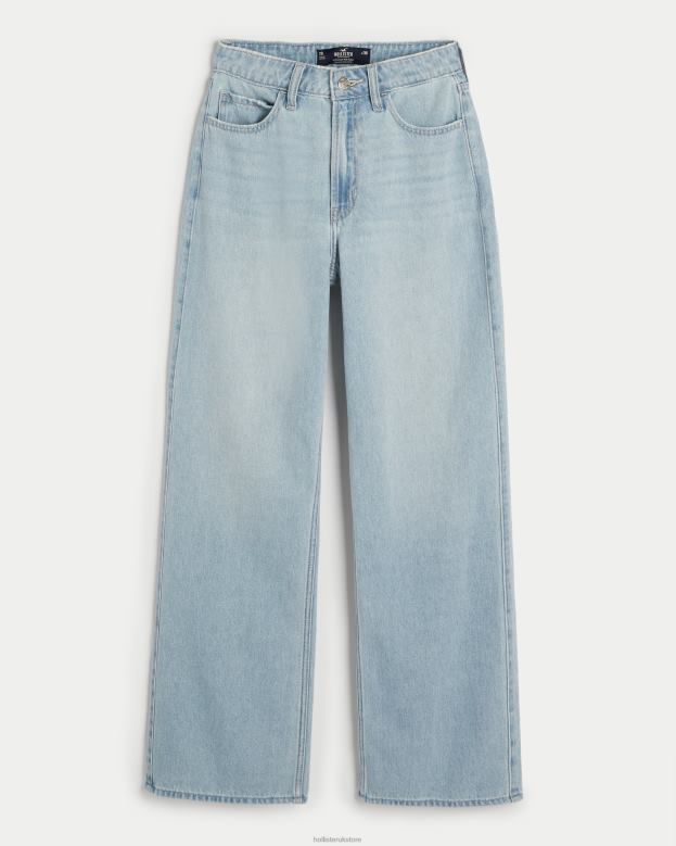 Bottoms Hollister Women Ultra High-Rise Light Wash Baggy Jeans 48820513 Light Wash