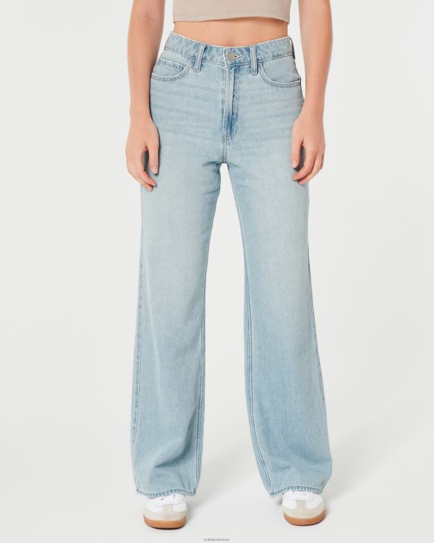 Bottoms Hollister Women Ultra High-Rise Light Wash Baggy Jeans 48820513 Light Wash
