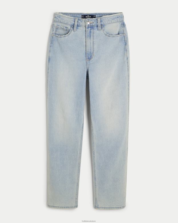 Bottoms Hollister Women Ultra High-Rise Light Wash Mom Jeans 48820607 Light Wash