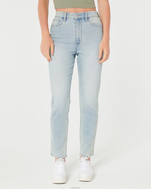 Bottoms Hollister Women Ultra High-Rise Light Wash Mom Jeans 48820607 Light Wash