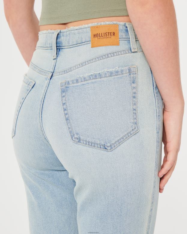 Bottoms Hollister Women Ultra High-Rise Light Wash Mom Jeans 48820607 Light Wash