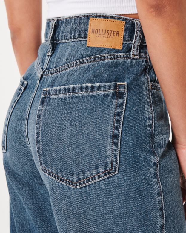 Bottoms Hollister Women Ultra High-Rise Medium Dark Wash Baggy Jeans 48820469 Dark Wash