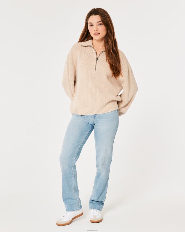 Bottoms Hollister Women Ultra High-Rise Medium Light Wash 90s Straight Jeans 48820556 Light Wash