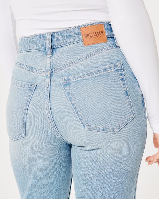 Bottoms Hollister Women Ultra High-Rise Medium Light Wash 90s Straight Jeans 48820556 Light Wash