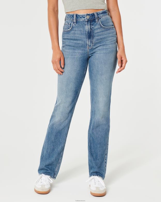 Bottoms Hollister Women Ultra High-Rise Medium Wash 90s Straight Jeans 48820485 Medium Wash