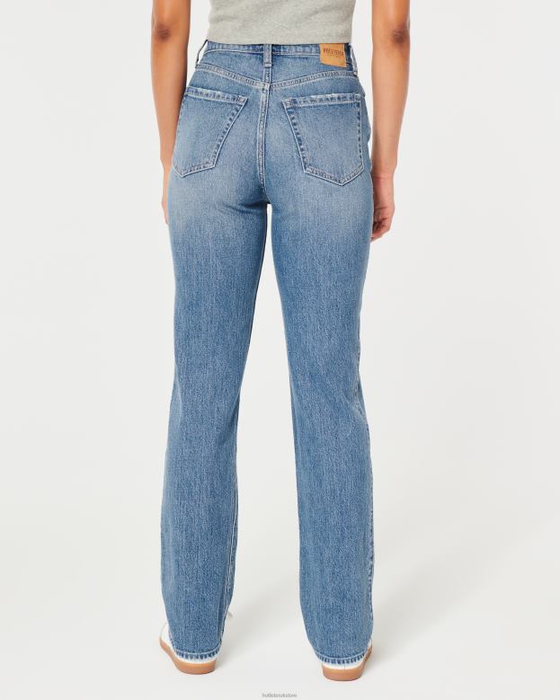 Bottoms Hollister Women Ultra High-Rise Medium Wash 90s Straight Jeans 48820485 Medium Wash