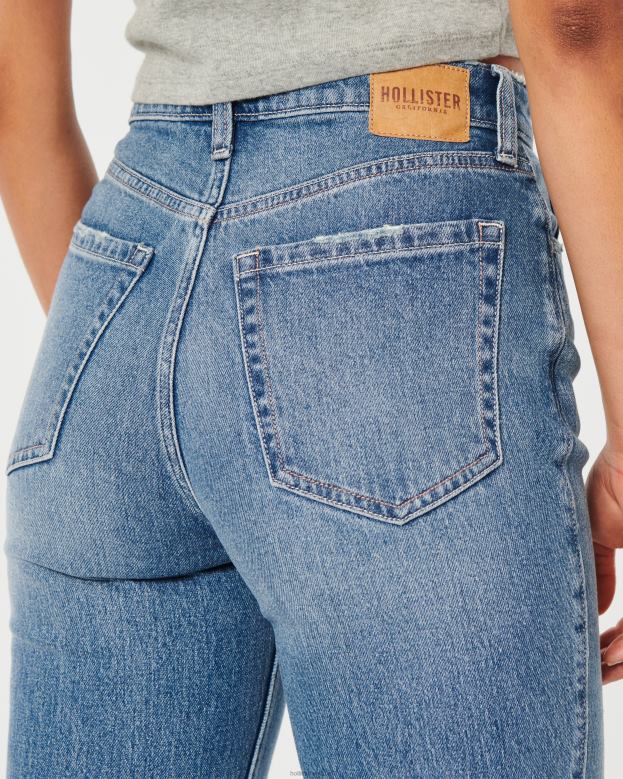 Bottoms Hollister Women Ultra High-Rise Medium Wash 90s Straight Jeans 48820485 Medium Wash