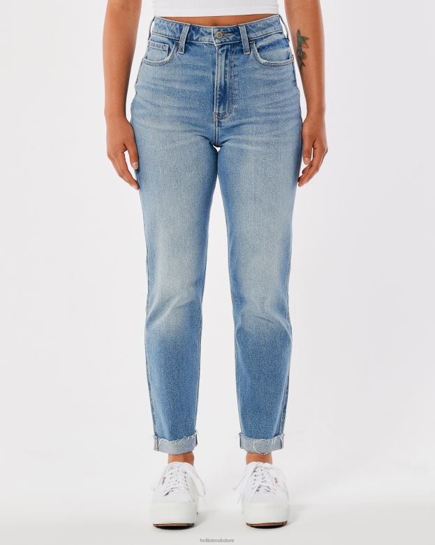Bottoms Hollister Women Ultra High-Rise Medium Wash Mom Jeans 48820529 Medium