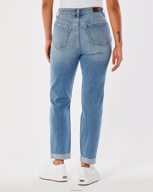 Bottoms Hollister Women Ultra High-Rise Medium Wash Mom Jeans 48820529 Medium