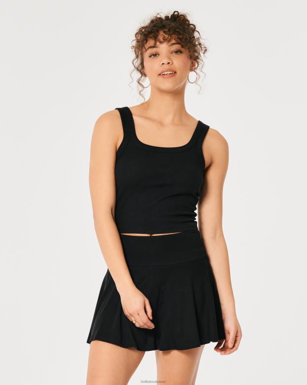Bottoms Hollister Women Ultra High-Rise Mini Skater Skort 48820483 Black