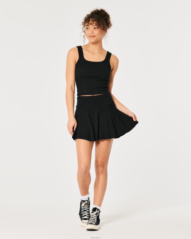 Bottoms Hollister Women Ultra High-Rise Mini Skater Skort 48820483 Black