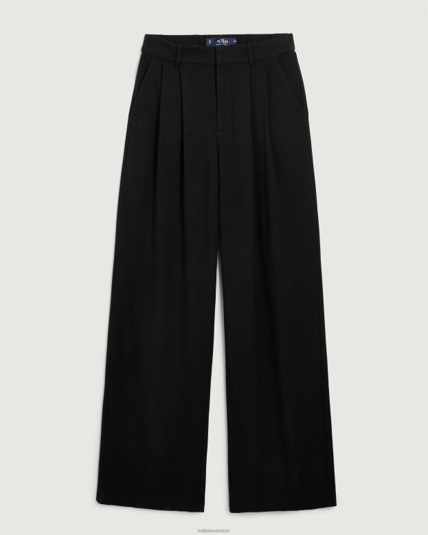 Bottoms Hollister Women Ultra High-Rise Pleated Wide-Leg Pants 48820467 Black