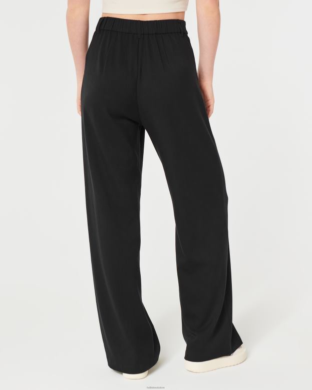 Bottoms Hollister Women Ultra High-Rise Pleated Wide-Leg Pants 48820467 Black