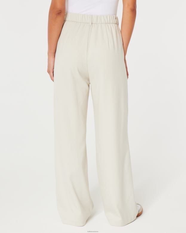 Bottoms Hollister Women Ultra High-Rise Pleated Wide-Leg Pants 48820502 Cream
