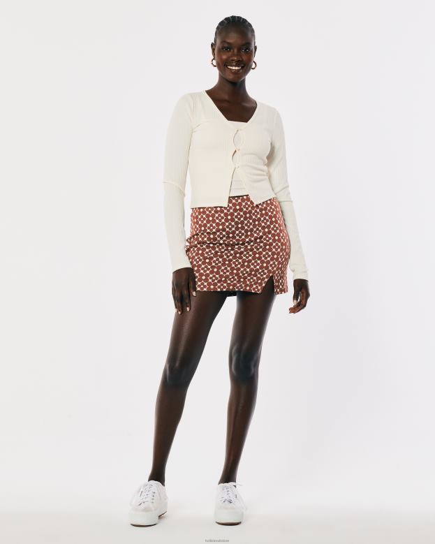 Bottoms Hollister Women Ultra High-Rise Printed Knit Mini Skirt 48820775 Brown Pattern