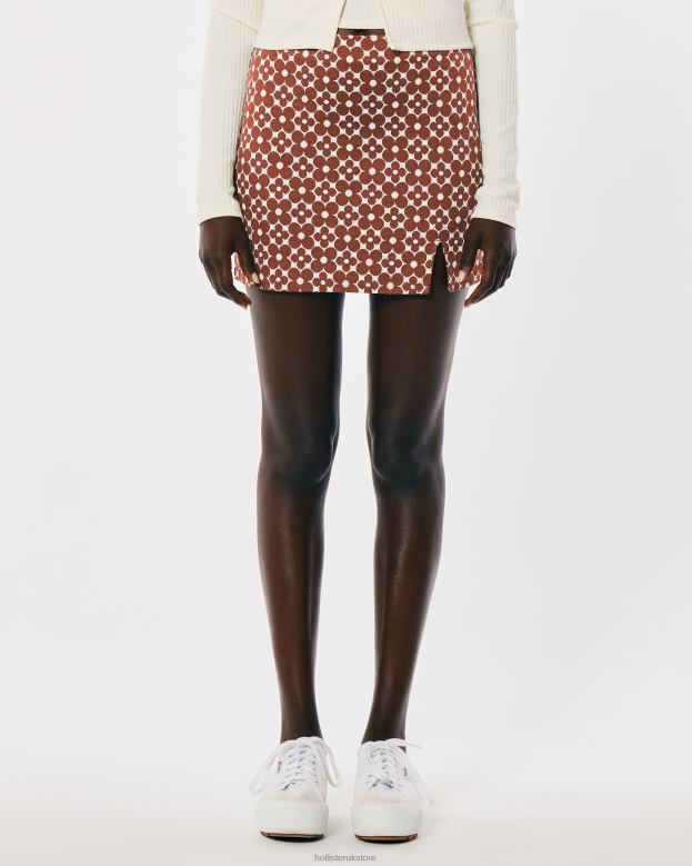 Bottoms Hollister Women Ultra High-Rise Printed Knit Mini Skirt 48820775 Brown Pattern