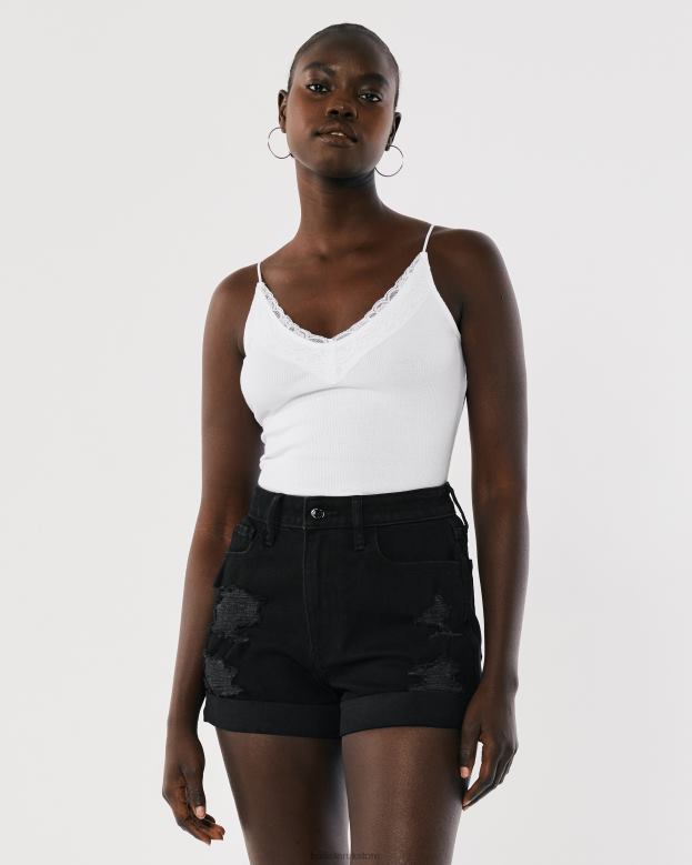 Bottoms Hollister Women Ultra High-Rise Ripped Black Mom Shorts 48820461 Ripped Black