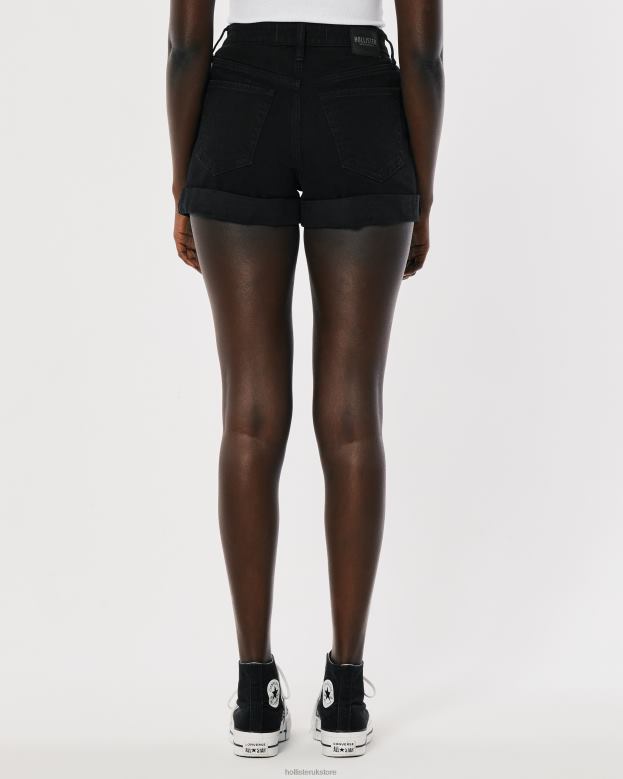 Bottoms Hollister Women Ultra High-Rise Ripped Black Mom Shorts 48820461 Ripped Black
