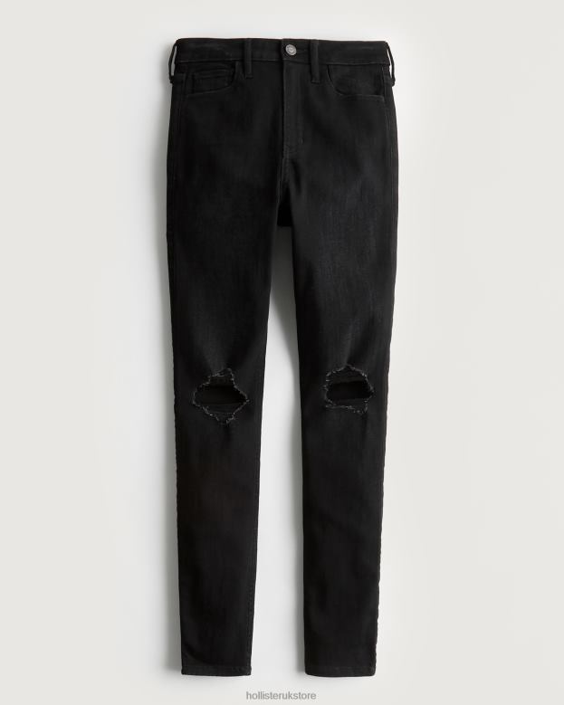 Bottoms Hollister Women Ultra High-Rise Ripped Black Super Skinny Jeans 48820694 Black Ripped
