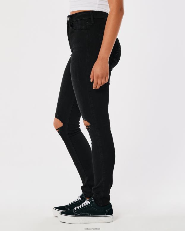 Bottoms Hollister Women Ultra High-Rise Ripped Black Super Skinny Jeans 48820694 Black Ripped