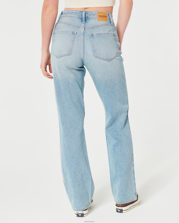 Bottoms Hollister Women Ultra High-Rise Ripped Light Wash Dad Jeans 48820510 Light Ripped Wash