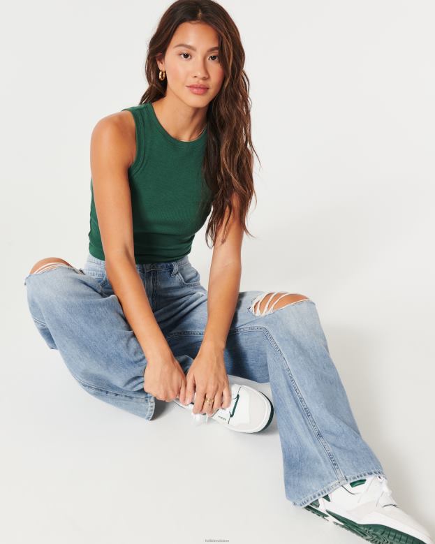 Bottoms Hollister Women Ultra High-Rise Ripped Medium Wash Baggy Jeans 48820488 Light Ripped Wash