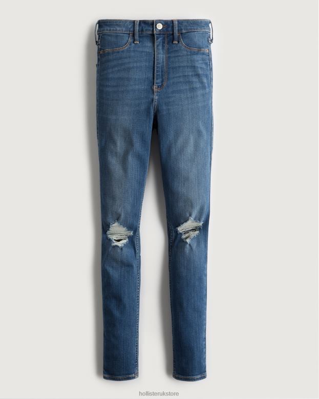 Bottoms Hollister Women Ultra High-Rise Ripped Medium Wash Jean Leggings 48820685 Medium Destroy