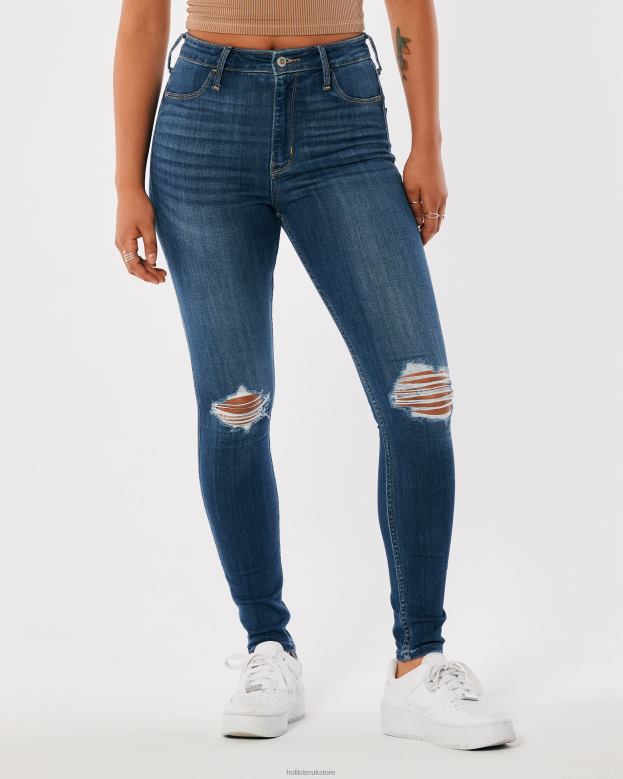 Bottoms Hollister Women Ultra High-Rise Ripped Medium Wash Jean Leggings 48820685 Medium Destroy