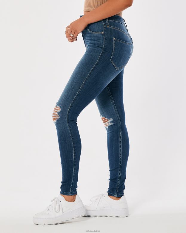 Bottoms Hollister Women Ultra High-Rise Ripped Medium Wash Jean Leggings 48820685 Medium Destroy