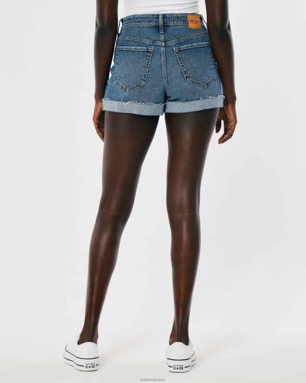 Bottoms Hollister Women Ultra High-Rise Ripped Medium Wash Mom Shorts 48820463 Medium Ripped Wash