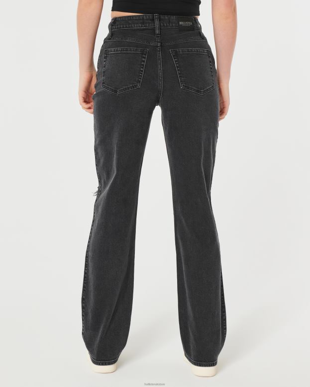 Bottoms Hollister Women Ultra High-Rise Ripped Washed Black Dad Jeans 48820648 Black Ripped Wash