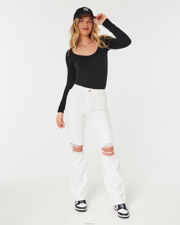 Bottoms Hollister Women Ultra High-Rise Ripped White Dad Jeans 48820601 Ripped White