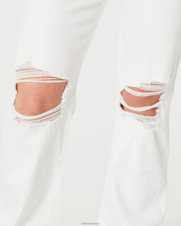 Bottoms Hollister Women Ultra High-Rise Ripped White Dad Jeans 48820601 Ripped White
