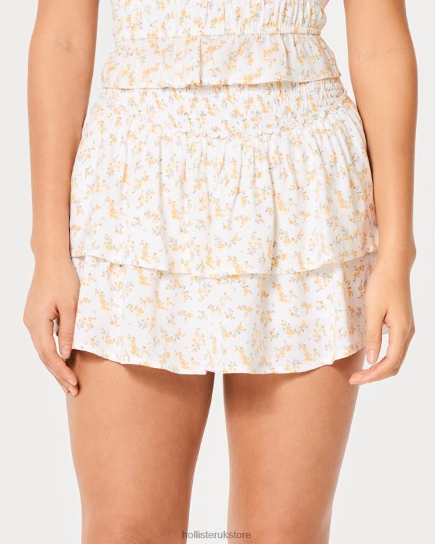 Bottoms Hollister Women Ultra High-Rise Tiered Mini Skort 48820721 White Floral
