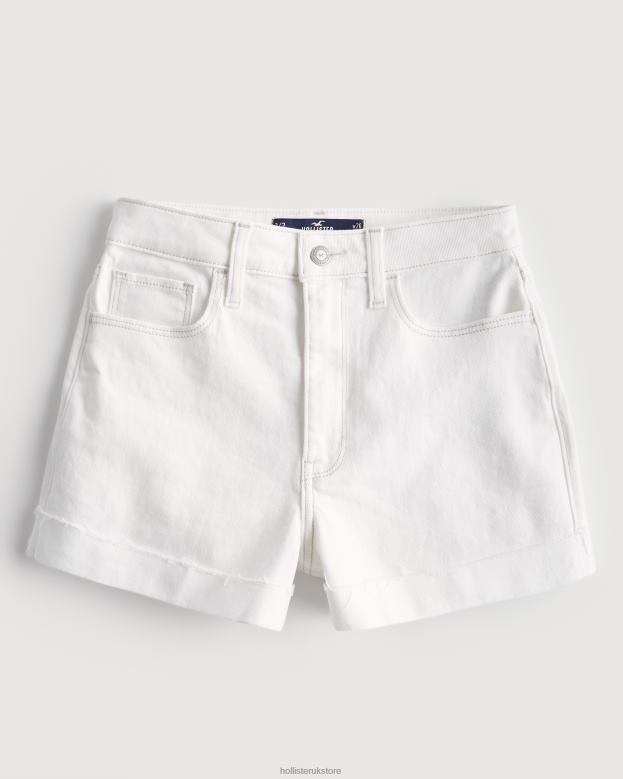 Bottoms Hollister Women Ultra High-Rise White Denim Mom Shorts 48820500 White