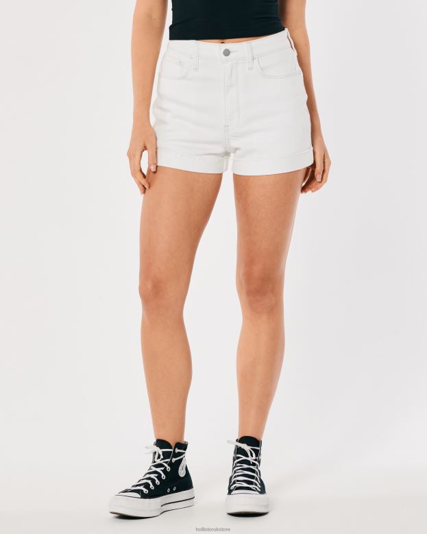 Bottoms Hollister Women Ultra High-Rise White Denim Mom Shorts 48820500 White