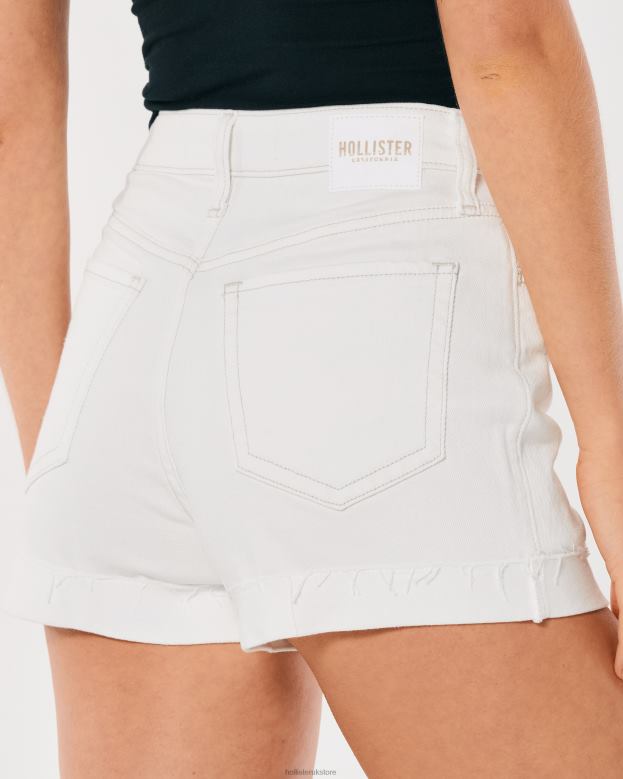 Bottoms Hollister Women Ultra High-Rise White Denim Mom Shorts 48820500 White