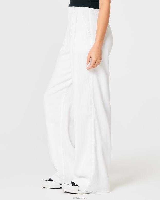Bottoms Hollister Women Ultra High-Rise Wide-Leg Linen Blend Pants 48820490 White