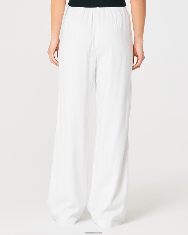 Bottoms Hollister Women Ultra High-Rise Wide-Leg Linen Blend Pants 48820490 White