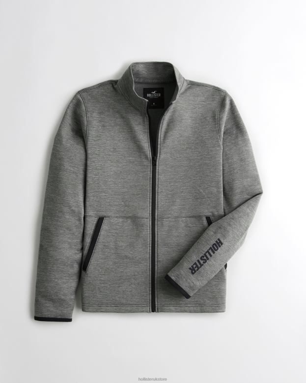 Tops Hollister Men Active Fleece Mock Neck Full-Zip Sweatshirt 48820858 Heather Grey