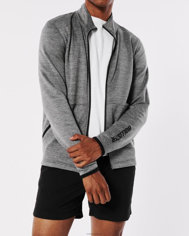 Tops Hollister Men Active Fleece Mock Neck Full-Zip Sweatshirt 48820858 Heather Grey
