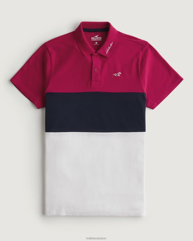 Tops Hollister Men Colorblock Polo 488201063 Red Navy And White