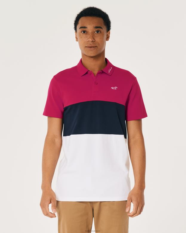 Tops Hollister Men Colorblock Polo 488201063 Red Navy And White