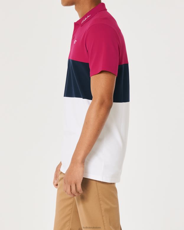 Tops Hollister Men Colorblock Polo 488201063 Red Navy And White