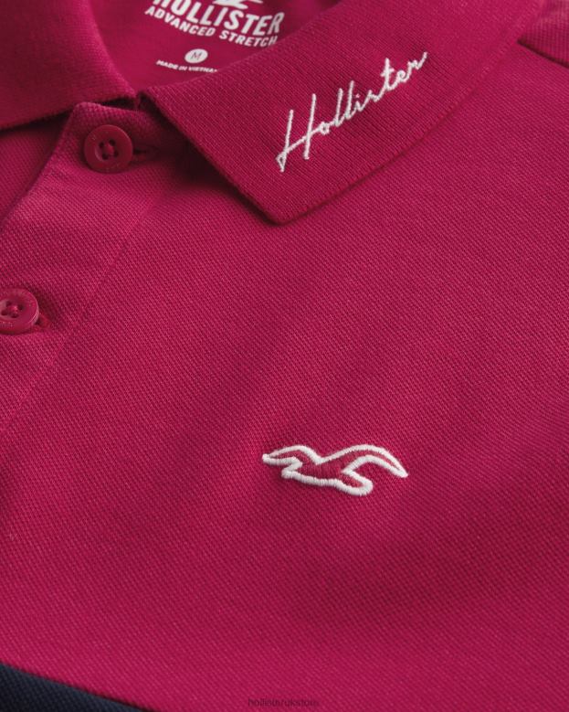 Tops Hollister Men Colorblock Polo 488201063 Red Navy And White
