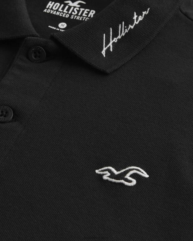 Tops Hollister Men Colorblock Polo 48820997 Black White And Burgundy