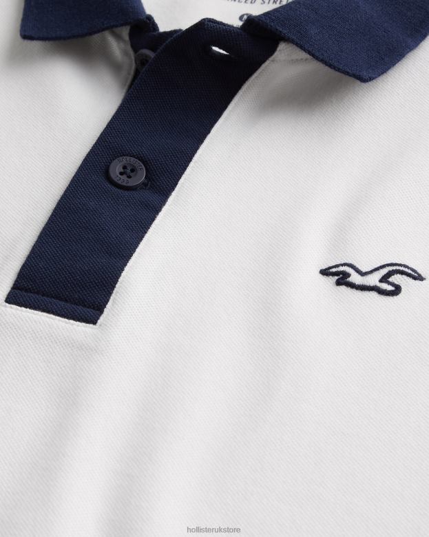 Tops Hollister Men Contrast Collar Polo 48820992 White