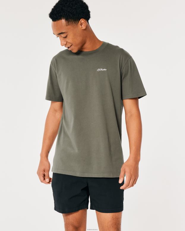 Tops Hollister Men Cotton Logo Crew T-Shirt 48820882 Black