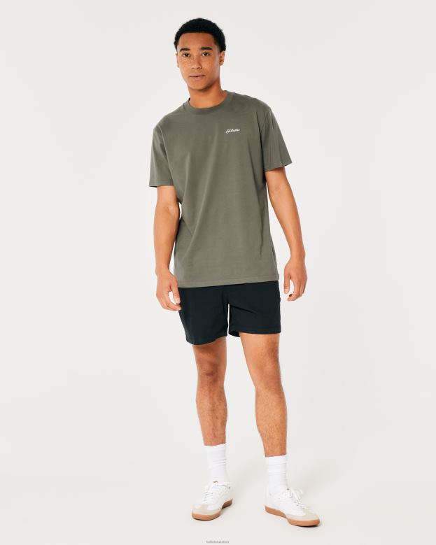 Tops Hollister Men Cotton Logo Crew T-Shirt 48820882 Black