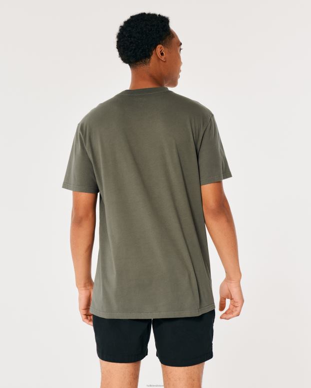 Tops Hollister Men Cotton Logo Crew T-Shirt 48820882 Black